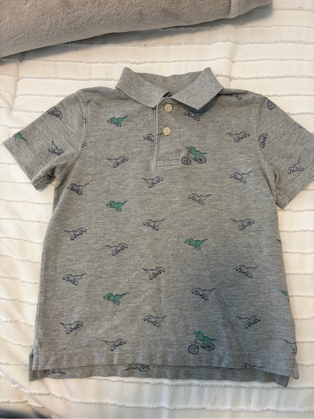 GAP Grey Polo with Green Dino Motif size small